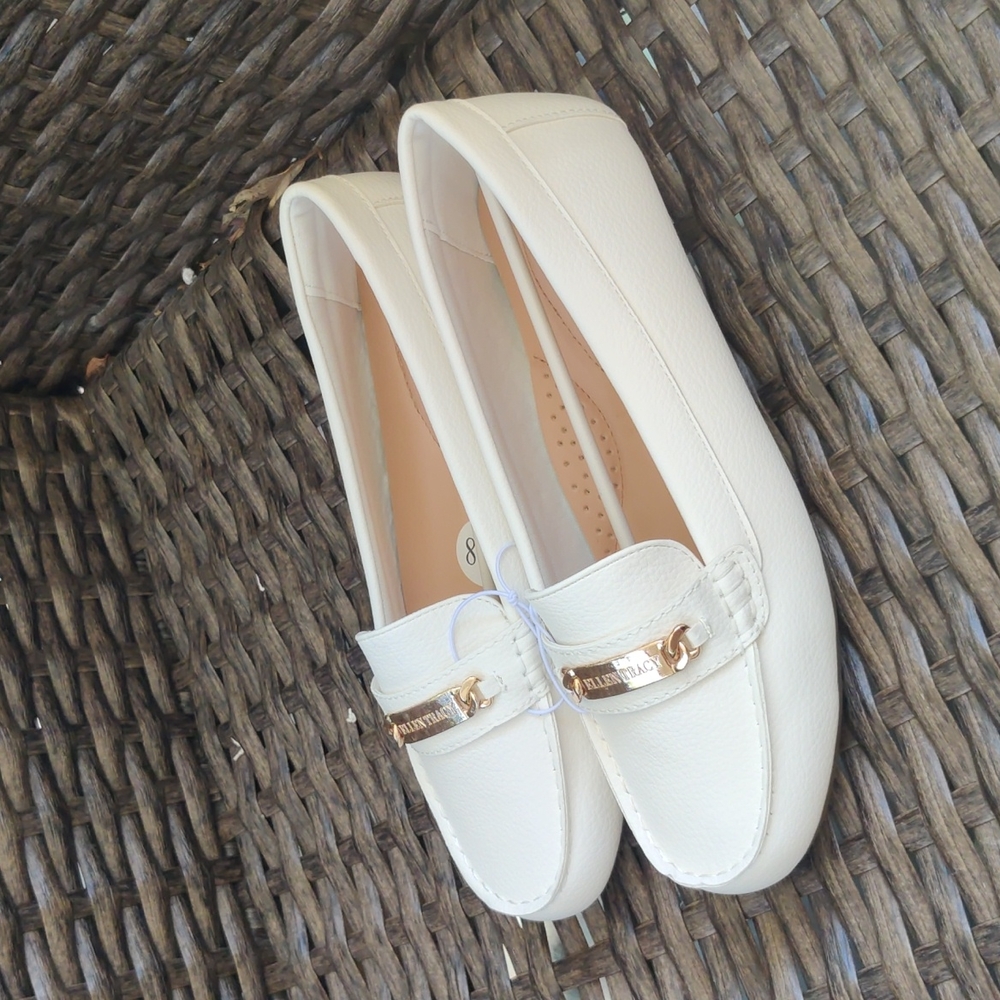 Ellen Tracy Women's Charliee Slip on Loafers Ivory White